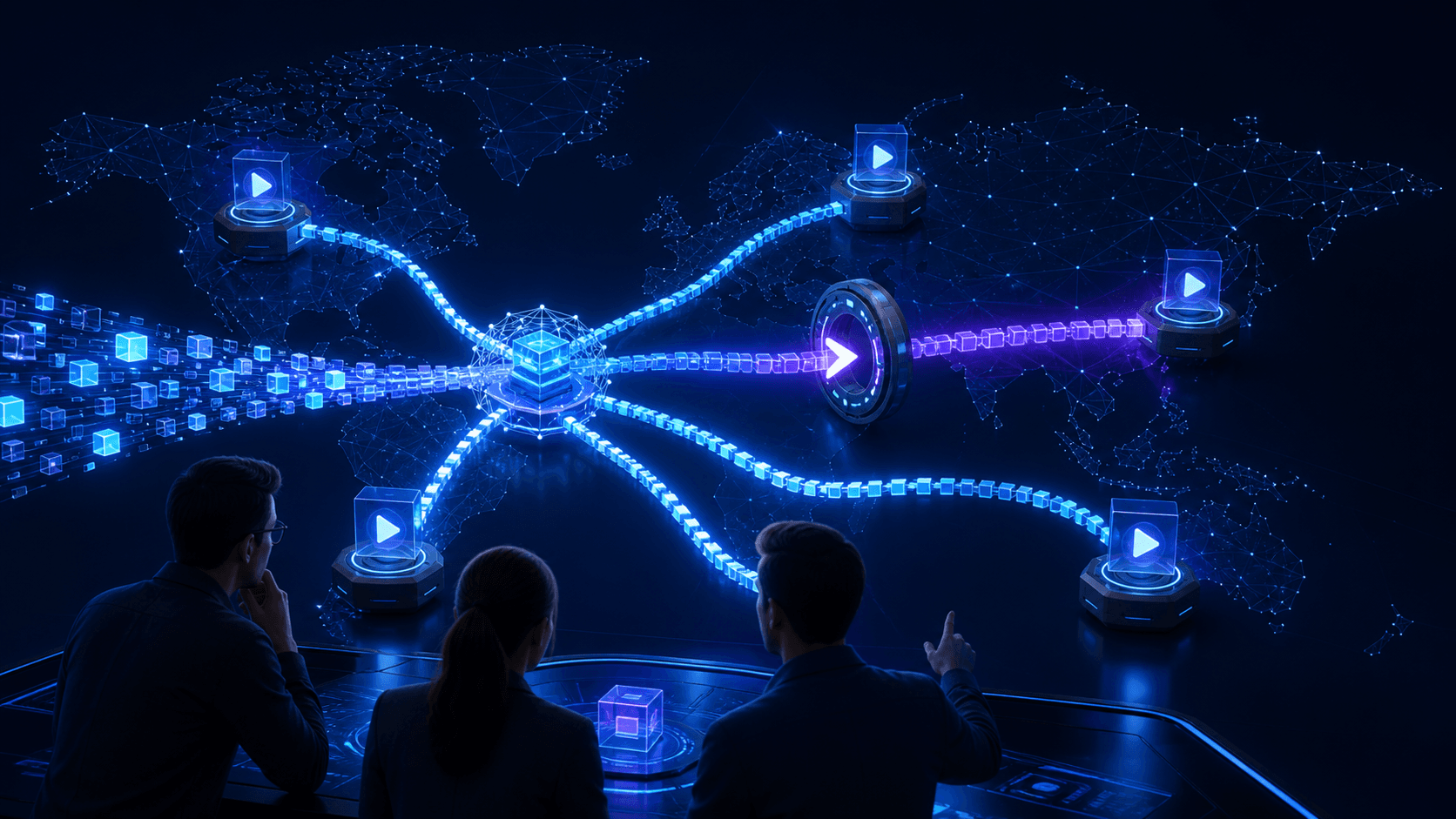 Video delivery routes branching across a global edge network