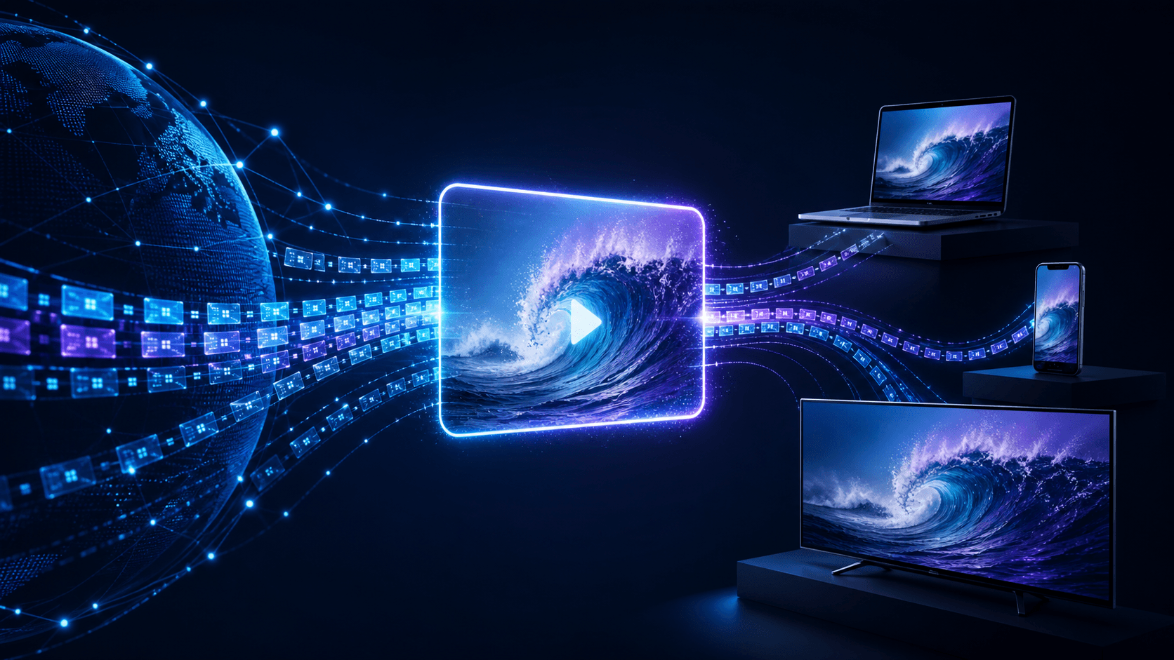 Adaptive HLS video moving through a global network to viewer devices